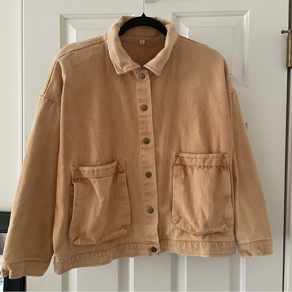 Tan Women's Jean Jacket Oversized S